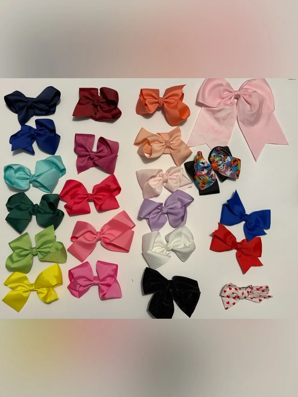 Kids Ribbon Hair Bows - Assorted Pastel and Bright Colors lot of 23